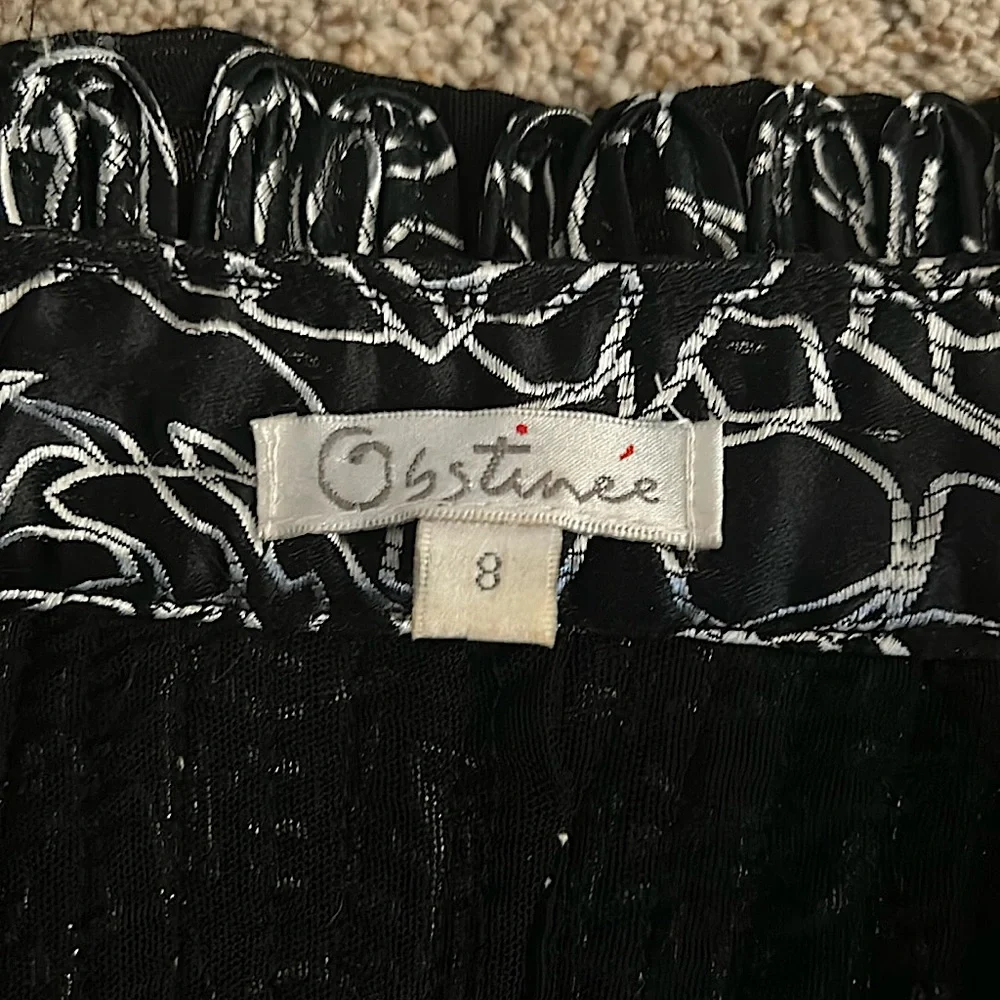 Obstine’e Vintage Black/White Geometric Zip Front Long Sleeve Jacket Top *Sz 8* - Picture 5 of 6
